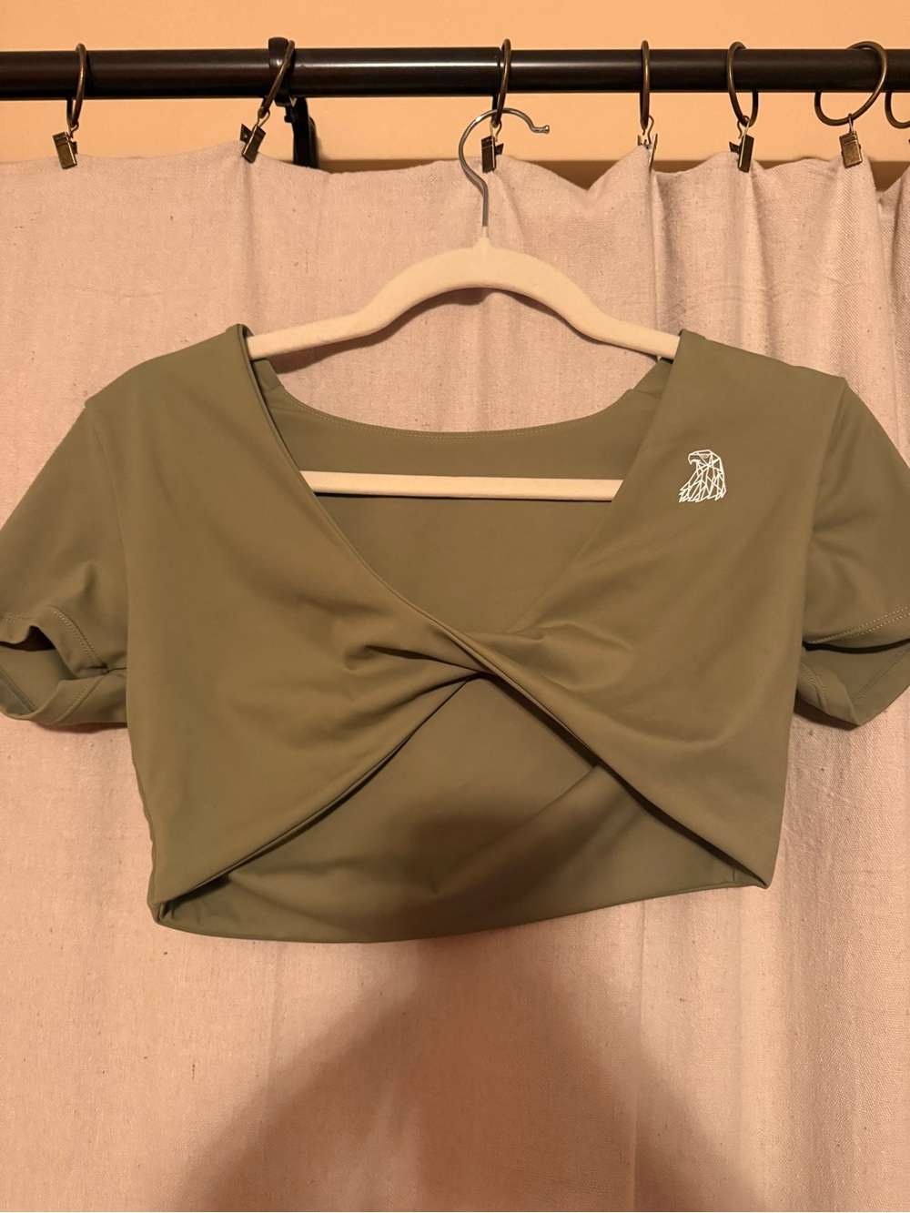 Twist-Front Olive Crop Top - Women